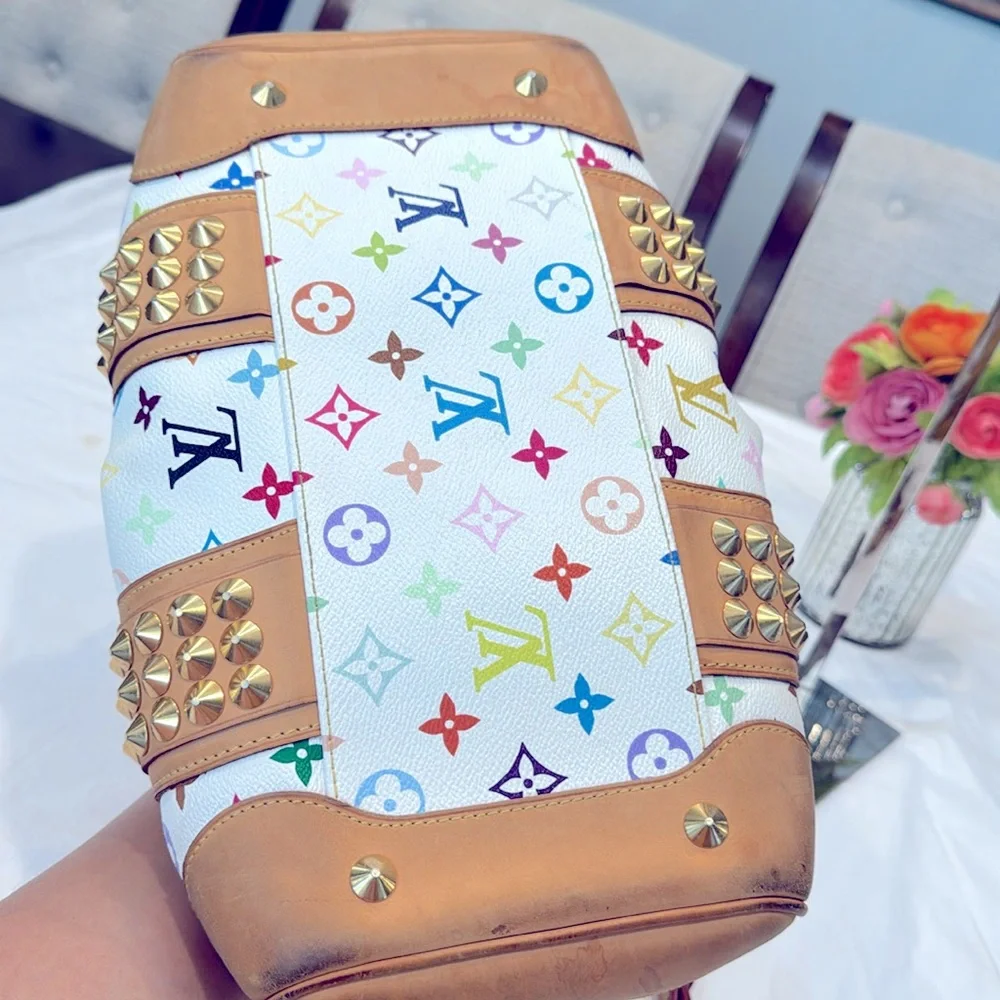 Authentic Louis Vuitton White Multicolor Courtney MM bag